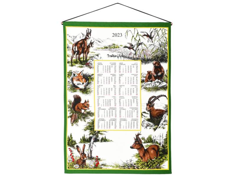 Textilní kalendář 2023 s MYSLIVESKÝM motivem , utěrka